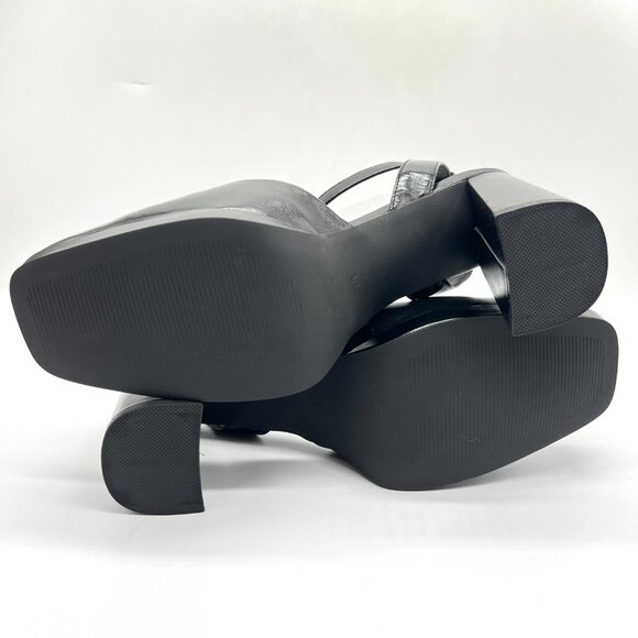 Faryl By Farylrobin Womens Size 11 Black‎ Vegan Leather Block Heels Pumps Shoes - Picture 11 of 15